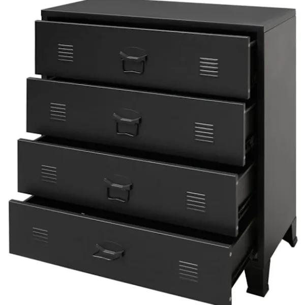 vidaXL Byråer>Byrå industriell stil metall 78x40x93 cm svart