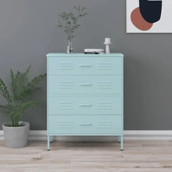 vidaXL Byråer>Byrå mintgrön 80x35x101,5 cm stål