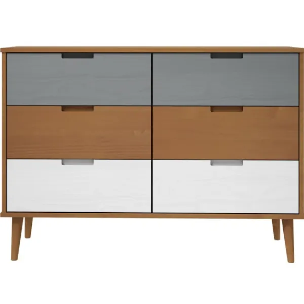 vidaXL Byråer>Byrå MOLDE brun 113x40x80 cm massiv furu