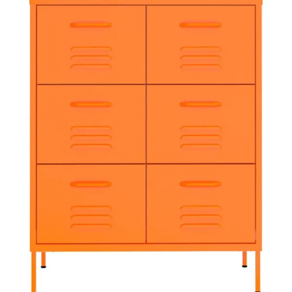 vidaXL Byråer>Byrå orange 80x35x101,5 cm stål