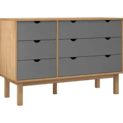 vidaXL Byråer>Byrå OTTA brun&grå 111x43x73,5 cm massiv furu