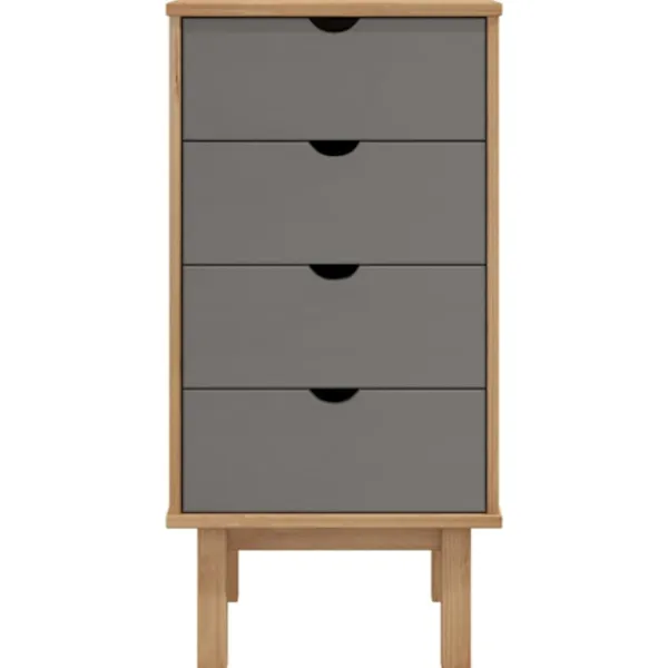 vidaXL Byråer>Byrå OTTA brun&grå 45x39x90cm massiv furu