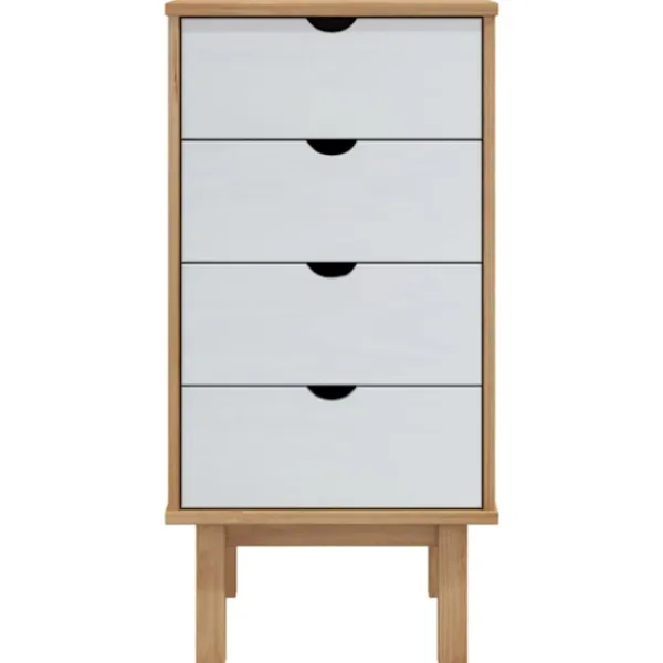 vidaXL Byråer>Byrå OTTA brun&vit 45x39x90cm massiv furu