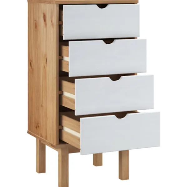 vidaXL Byråer>Byrå OTTA brun&vit 45x39x90cm massiv furu