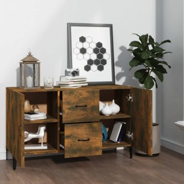 vidaXL Sideboards>Byrå rökfärgad ek 100x36x60 cm konstruerat trä
