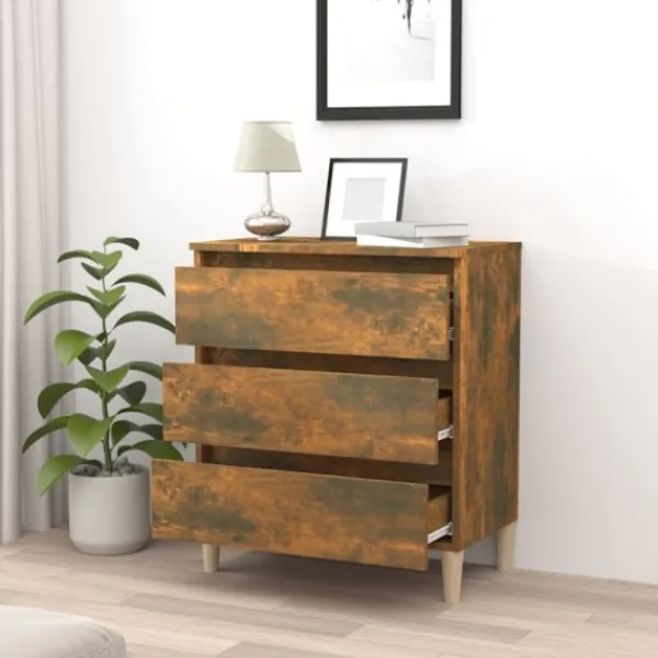 vidaXL Byråer>Byrå rökfärgad ek 60x35x69 cm konstruerat trä
