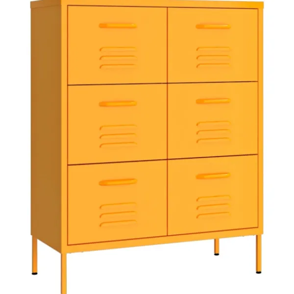 vidaXL Byråer>Byrå senapsgul 80x35x101,5 cm stål