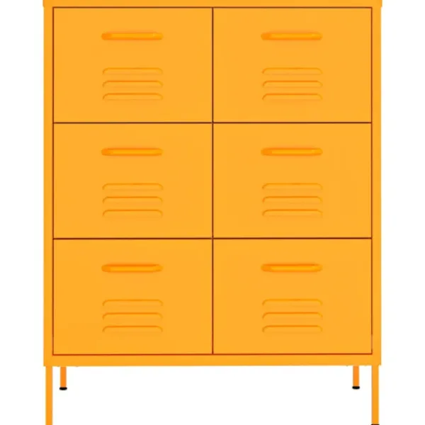 vidaXL Byråer>Byrå senapsgul 80x35x101,5 cm stål