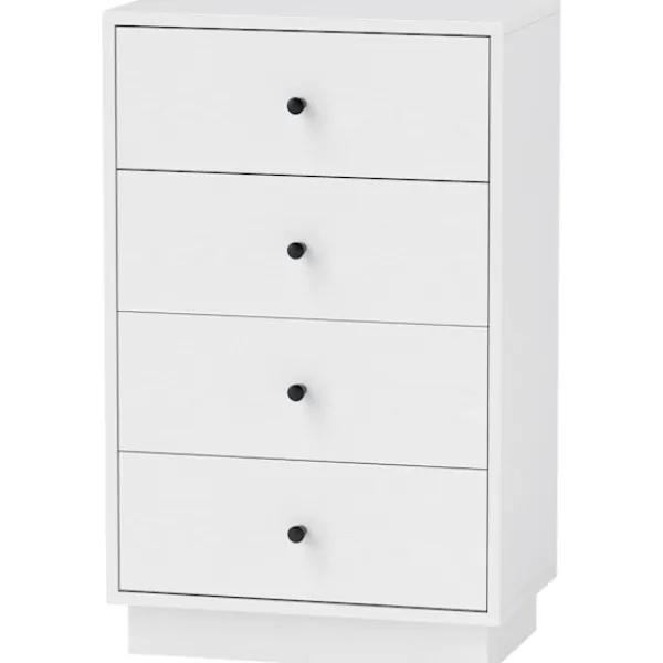 Northio Byråer>Byrå, skänk med 4 lådor, skåp av trämaterial, förvaringsskåp i modern stil, lådskåp, byrå, skåp för vardagsrum, sovrum, hall, 47 x 29 x 75 cm, vit
