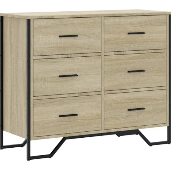 vidaXL Byråer>Byrå sonoma-ek 91x35,5x74,5 cm konstruerat trä