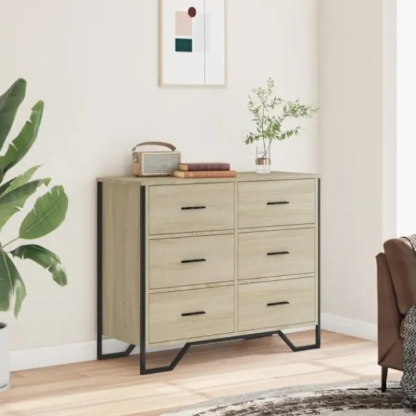 vidaXL Byråer>Byrå sonoma-ek 91x35,5x74,5 cm konstruerat trä