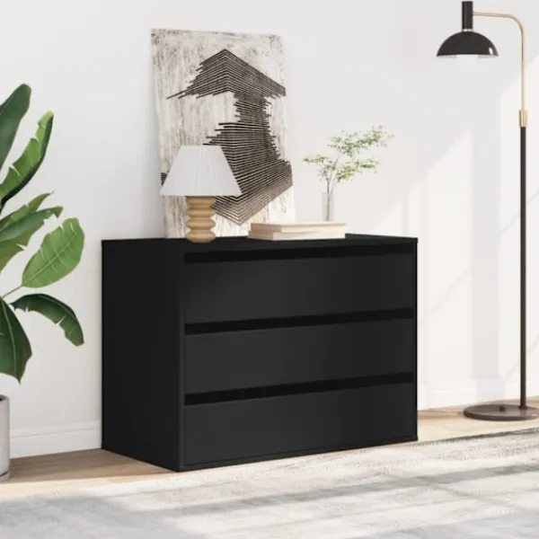 vidaXL Byråer>Byrå svart 80x41x58 cm konstruerat trä