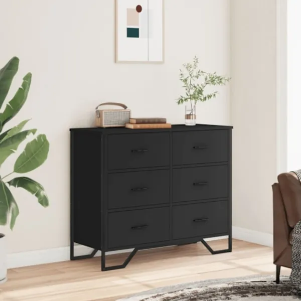 vidaXL Byråer>Byrå svart 91x35,5x74,5 cm konstruerat trä
