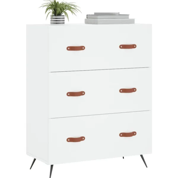 vidaXL Byråer>Byrå vit 69,5x34x90 cm konstruerat trä