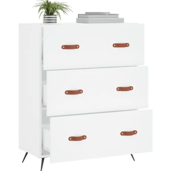 vidaXL Byråer>Byrå vit 69,5x34x90 cm konstruerat trä