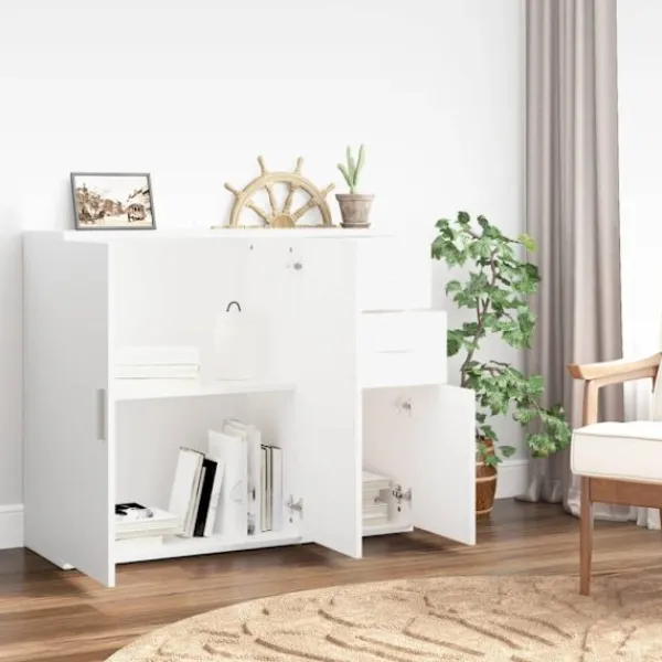 vidaXL Byråer>Byrå vit 91x29,5x75 cm konstruerat trä