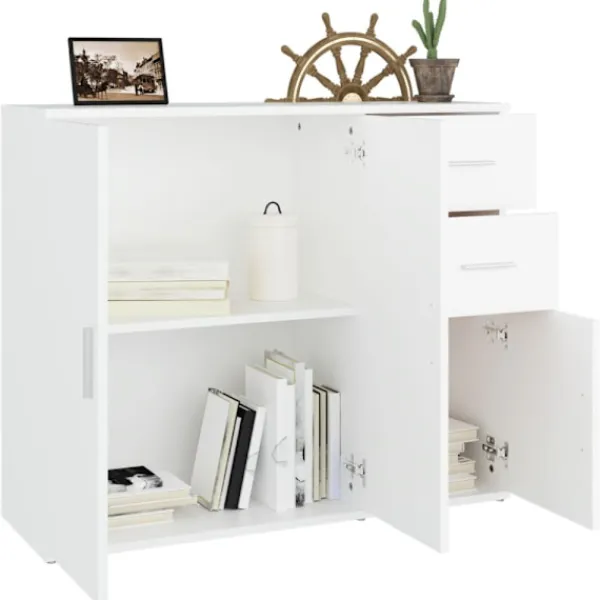 vidaXL Byråer>Byrå vit 91x29,5x75 cm konstruerat trä