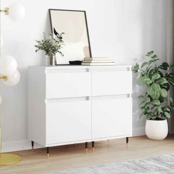 vidaXL Byråer>Byråer 2 st vit 40x35x70 cm konstruerat trä