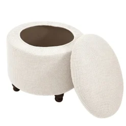 Sittpuffar>{CACA} 2-pack runt ottomanöverdrag för förvaring av ottoman VIT Vit