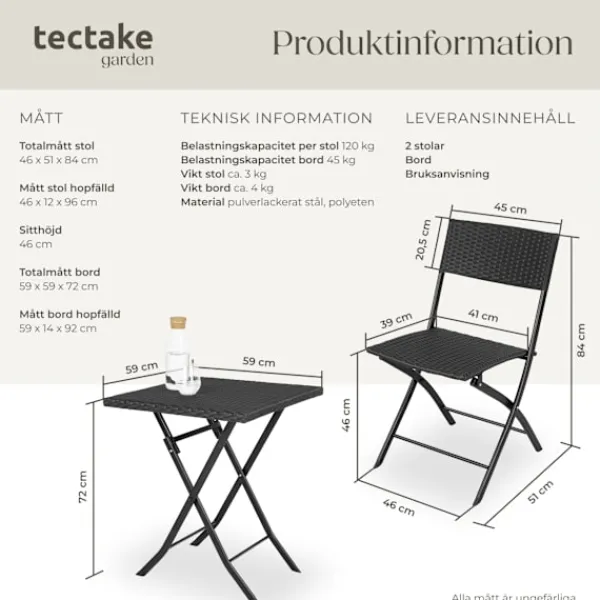 tectake Balkongmöbler>Cafegrupp Trevi i konstrotting