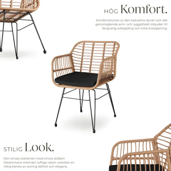 tectake Balkongmöbler>Caféset i konstrotting Molfetta 2+1 natur
