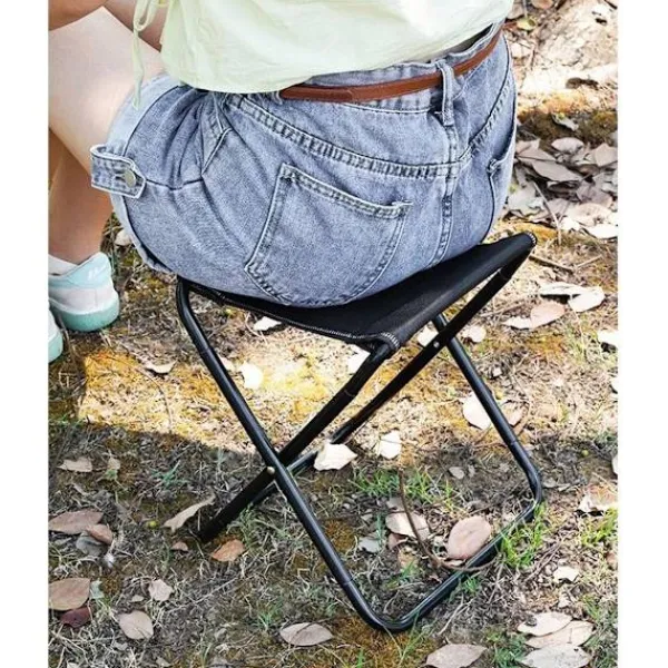Pallar>Campingstol - Fällstol - Campingstol - Fiskestol - Lätt utomhussittplats - Öppning: 26 x 23 x 24 cm - Svart