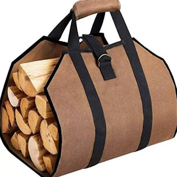 Kistor & Koffertar>Canvas Vedkorg Väska, Extra Stor, Hållbar, Perfekt För Kaminer, Vedspisar, Stockar, Camping, Landskapsarkitektur (1st, Grå)