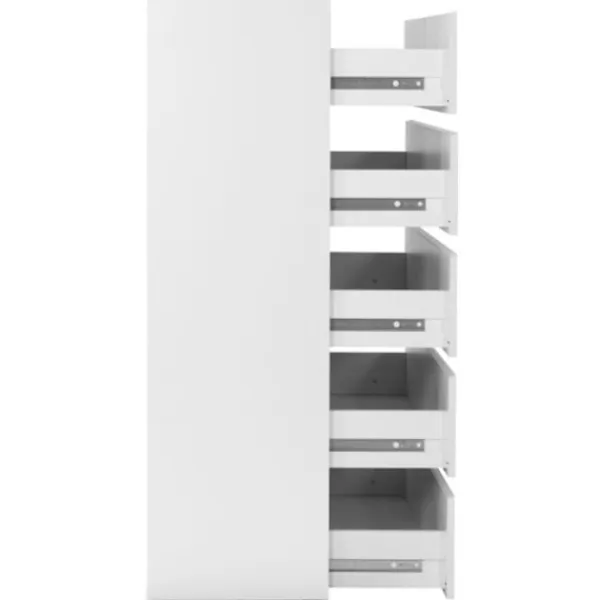 Byråer>CAPETOWN byrå - Blank vit dekor - 6 lådor - L80 x H131,5 x D40 cm