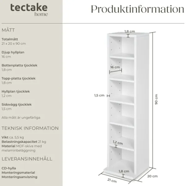 tectake Hyllor>CD-hylla Juliane för 102 CD-skivor
