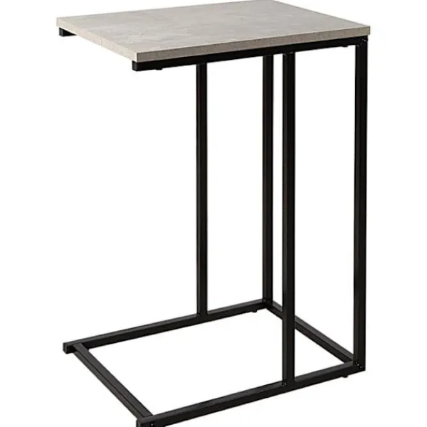 AKTIVE Småbord>C-formad sidobord - - 40x30x59 cm - Cementeffekt - Svart metallstruktur - Stöder upp till 5 kg