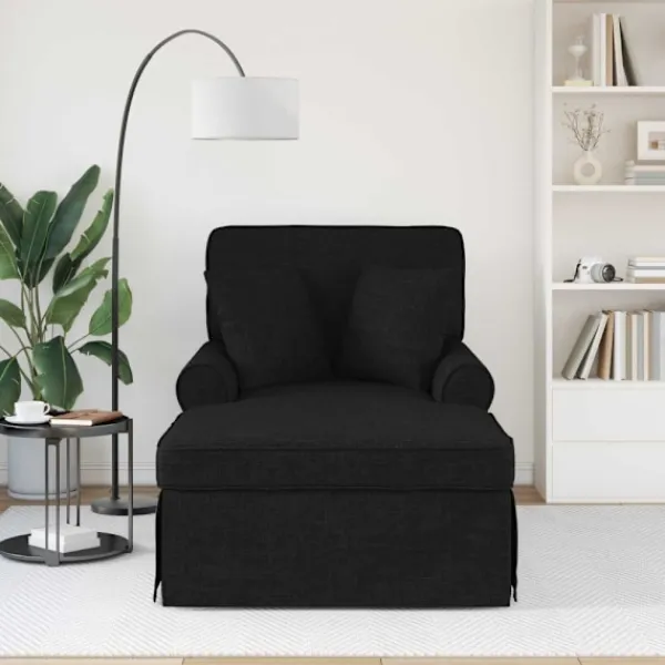 vidaXL Fåtöljer>Chaise Lounge med Kjol med kudde Svart 91 x 157 x 91 cm tyg