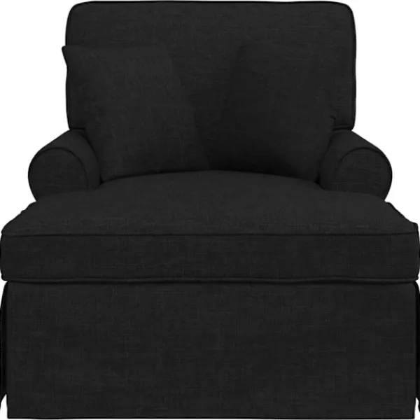 vidaXL Fåtöljer>Chaise Lounge med Kjol med kudde Svart 91 x 157 x 91 cm tyg