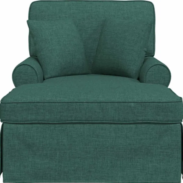vidaXL Fåtöljer>Chaise Lounge med Kjol med kudde Mörkgrön 91 x 157 x 91 cm tyg