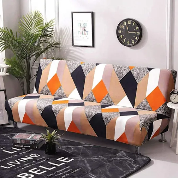 Soffor>Clic Clac Soffa Överdrag Soffa Överdrag Stretch Elastisk Soffa Överdrag Tryck (Orange Och Svart