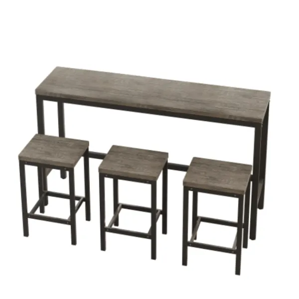 Matgrupper>148cm Modernt Köksbord Set med 3 Stolar - Brun/Grå - Köksbord & Matbord - Enkel Montage - Utrymmesbesparande Matbordsset