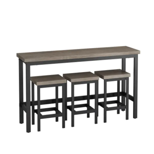 Matgrupper>148cm Modernt Köksbord Set med 3 Stolar - Brun/Grå - Köksbord & Matbord - Enkel Montage - Utrymmesbesparande Matbordsset