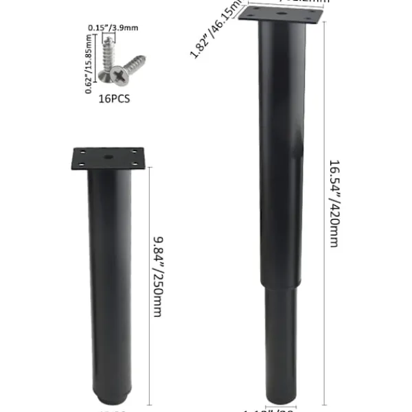 Sängar>(25-42cm, svart) Set med 4 robusta justerbara möbelben i metall för bord, sängar, soffor