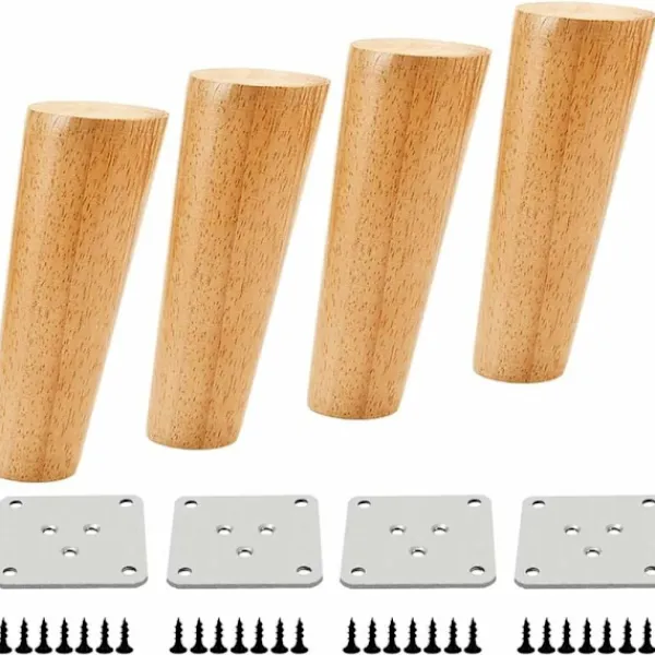 Soffbord>15CM Trä Färg Snedställd Konisk Pålitlig Trä Möbler Skåp Ben Soffa Fötter med Skruvar och Filtkudde