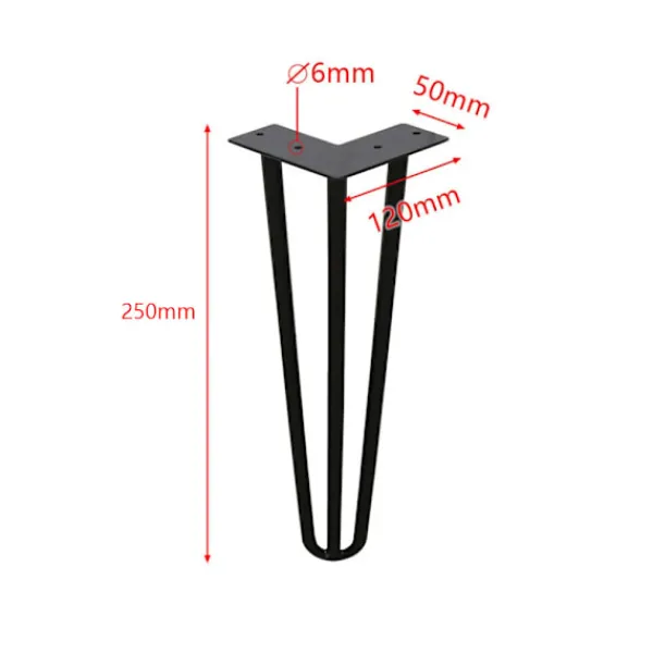 Matbord>(25cm)4x Bordben hårnålsben Hårnålsben Stålbordben DIY Bordglider Inter