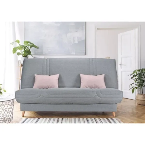 COMFORT BULTEX Soffor>Clic clac 3 ställen - Grått tyg - Tillverkat i Frankrike - L 192 x D 95 x H 101 - MONA