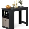 COSTWAY Köksö>Barhörn – Köksö med öppna fack, justerbar hylla för matsal 120 x 60 x 91,5 cm