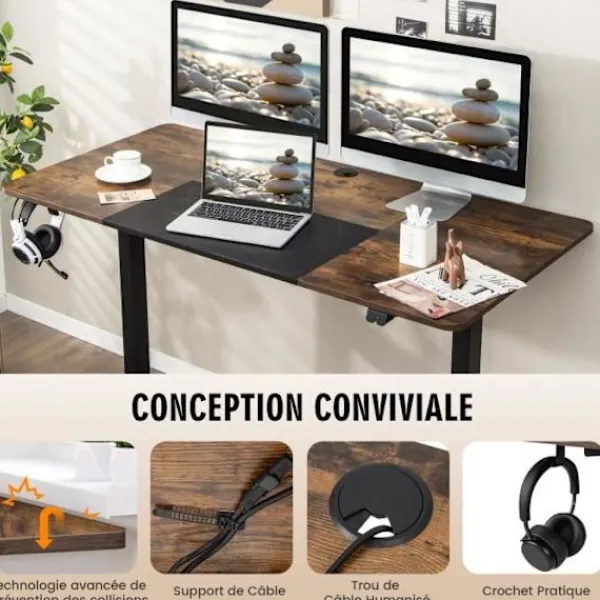 COSTWAY Kontorsmöbler>Elektriskt sitt-stående skrivbord, 140 x 70 x 72-116 cm, höj- och sänkbart bord, Enkelmotor,