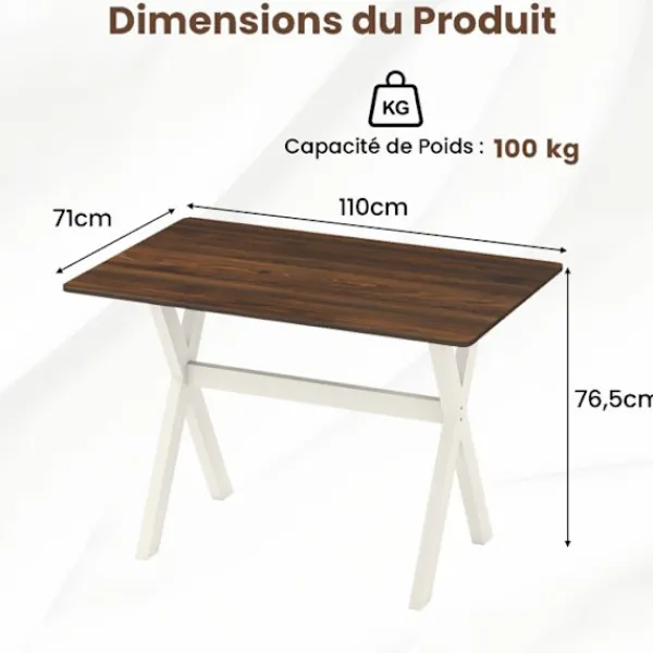 COSTWAY Matbord>Modernt Matbord i Trä 110x71x76 cm - X-formad Ram för Små Utrymmen - Kapacitet 100 kg