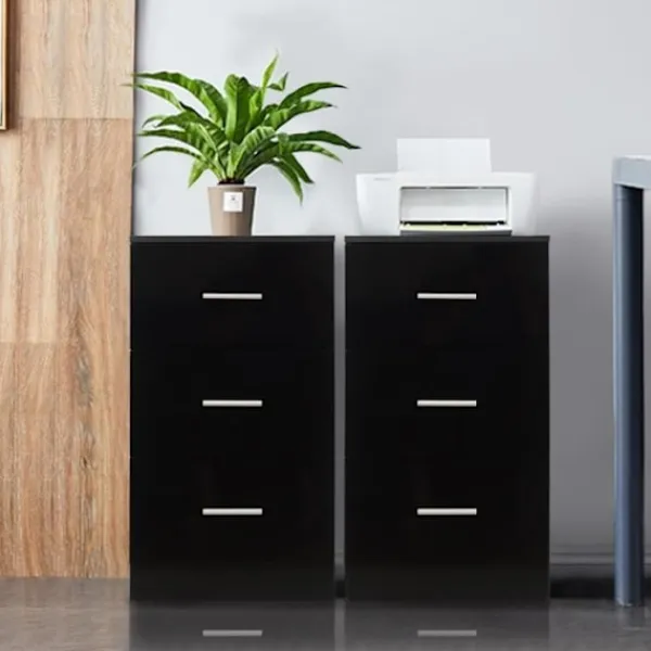 COSTWAY Byråer>Office Piedestal förvaringsenhet med 3 lådor för A4-ark, brev, filer och dokument Svart