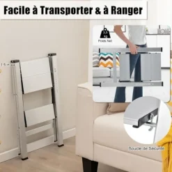 Balkongmöbler>COSTWAY Portabel 2-Stegs Hopfällbar Aluminiumstege med Bred Plattform Halkfria Gummifötter Lastkapacitet 150 kg