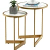 COSTWAY Småbord>Round Nesting Soffbord - Guld Stålstruktur - Skandinavisk Stil
