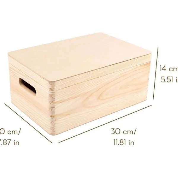 CREATIVE DECO Kistor & Koffertar>Förvaringslåda i trä 30x20x14cm | t | Omålad | Crate Trunk att dekorera