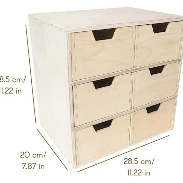 CREATIVE DECO Kontorsmöbler>liten träkista | 6 Låda | 28,5 x 20 x 28,5 cm | Arrangör | Office Storage Organizer