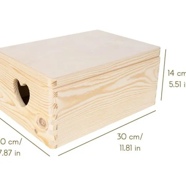 CREATIVE DECO Kistor & Koffertar>Träförvaringslåda 30x20x14cm - Träförvaringslåda - Köksförvaringslåda - Förvaringslåda med lock