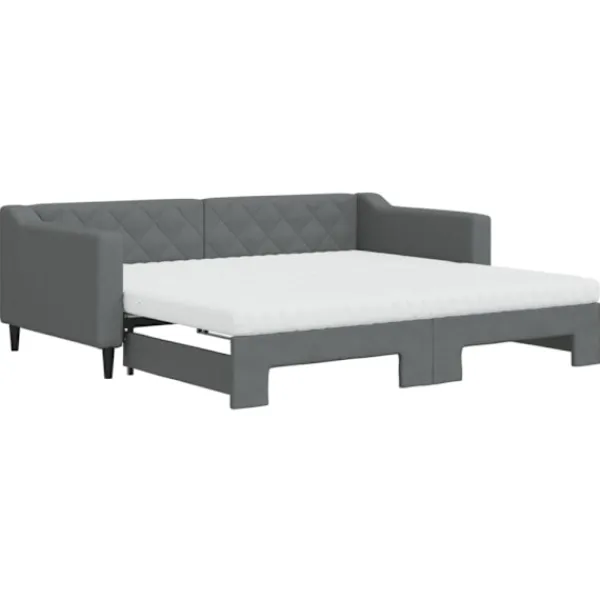 vidaXL Soffor>Dagbädd med extrabädd och madrasser mörkgrå 90x190 cm tyg